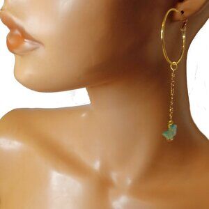 Gold Hoop Butterfly Dangle Earrings, Gold Hoop Earrings